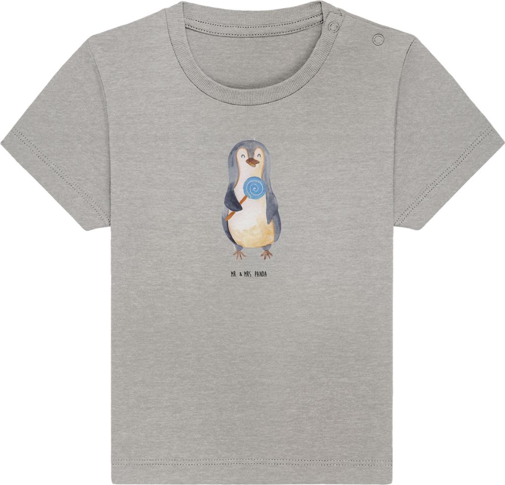 Mr. & Mrs. Panda T-Shirt Pinguin Lolli 24. - 36. Monat - Heather Grey - Geschenk, Heißhunger, Süßigkeiten, Naschen, Spruch, Babyshirt, Ganove, K...