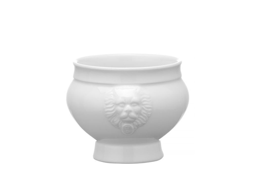 6x Suppenschüssel / Suppentasse Löwenkopf, Porzellan, weiß, 0,125L, Ø 9 cm
