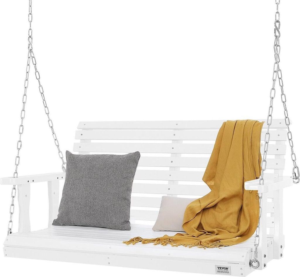 Wooden Porch Swing 4 ft, Patio bench swing for Courtyard & Garden, Upgraded 880 lbs Strong Load Capacity, Heavy Duty Swing Chair Bench with Hanging...