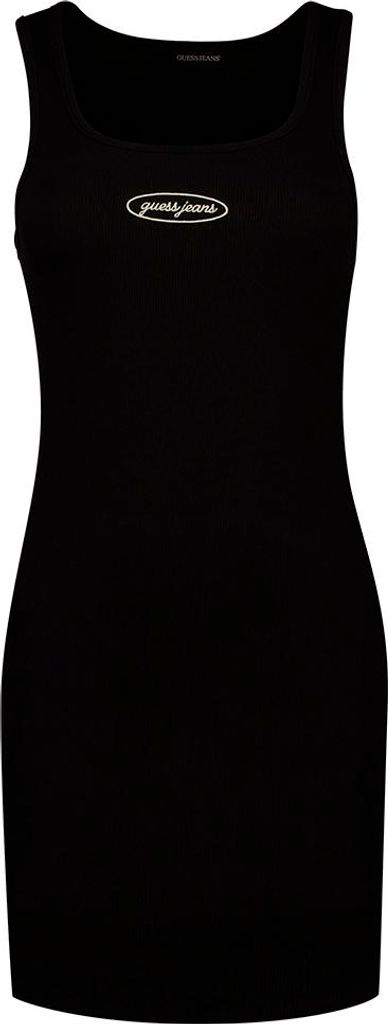 Guess Jeans Slim Rib Embro ärmelloses Kleid Schwarz XL Damen Schwarz XL