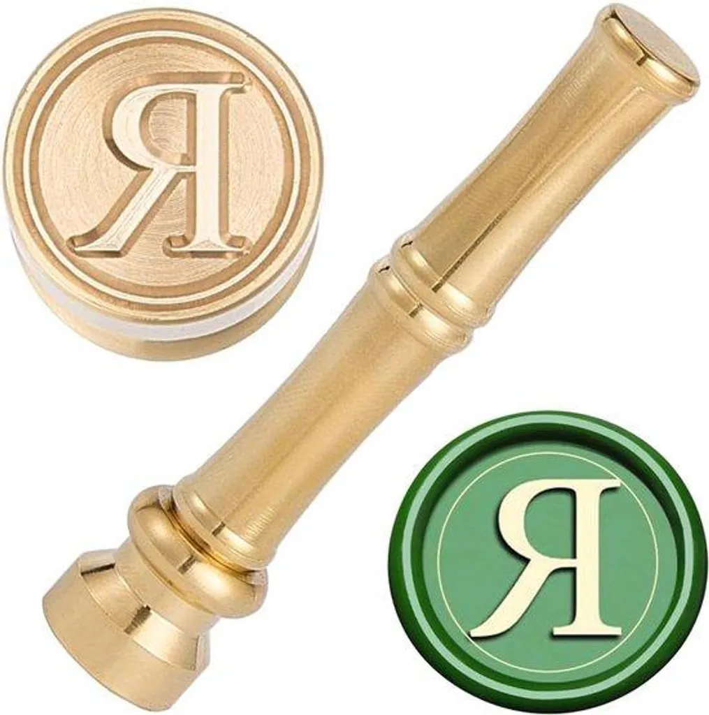 Cachet de cire rétro en laiton doré avec manche bambou naturel