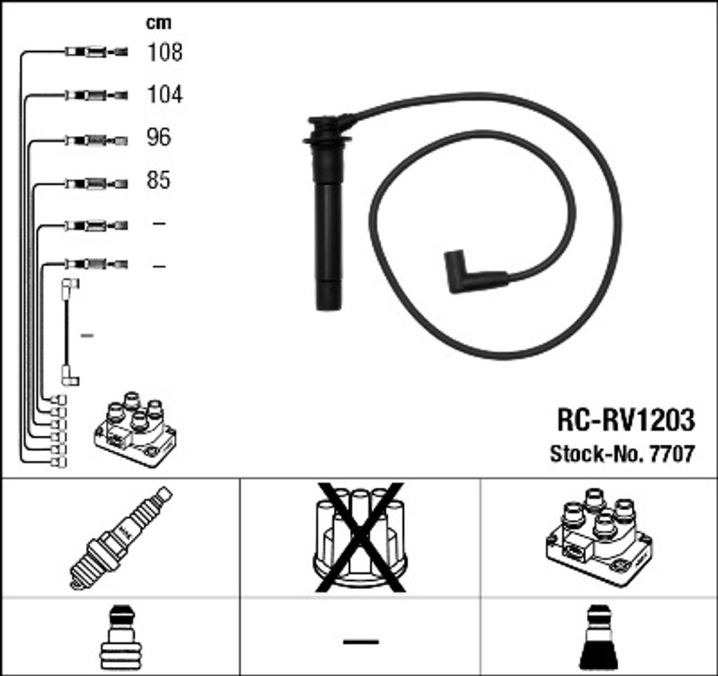 NGK 7707 Zündkabelsatz Zündleitungssatz für MG MGF (RD) für ROVER 200 (RF) für LOTUS ELISE