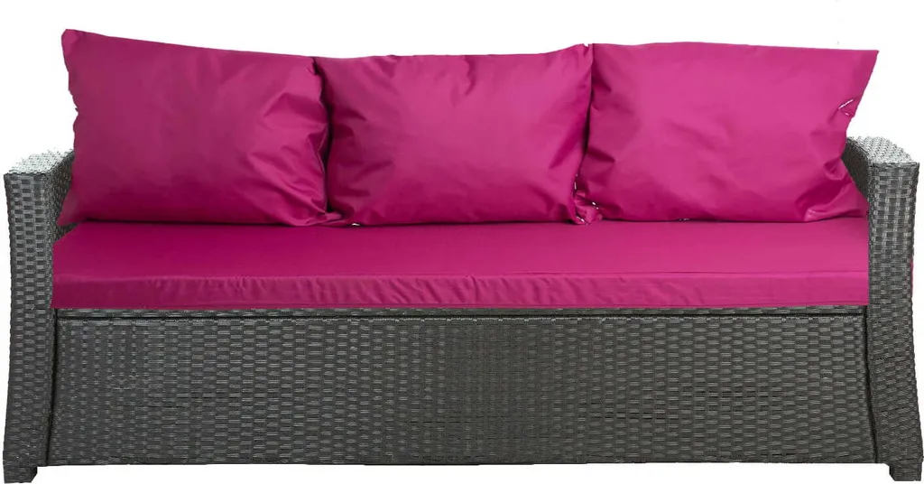 Set Cuscini Rosa per Divano Rattan 3 Posti - Seduta 168x60 Schienale