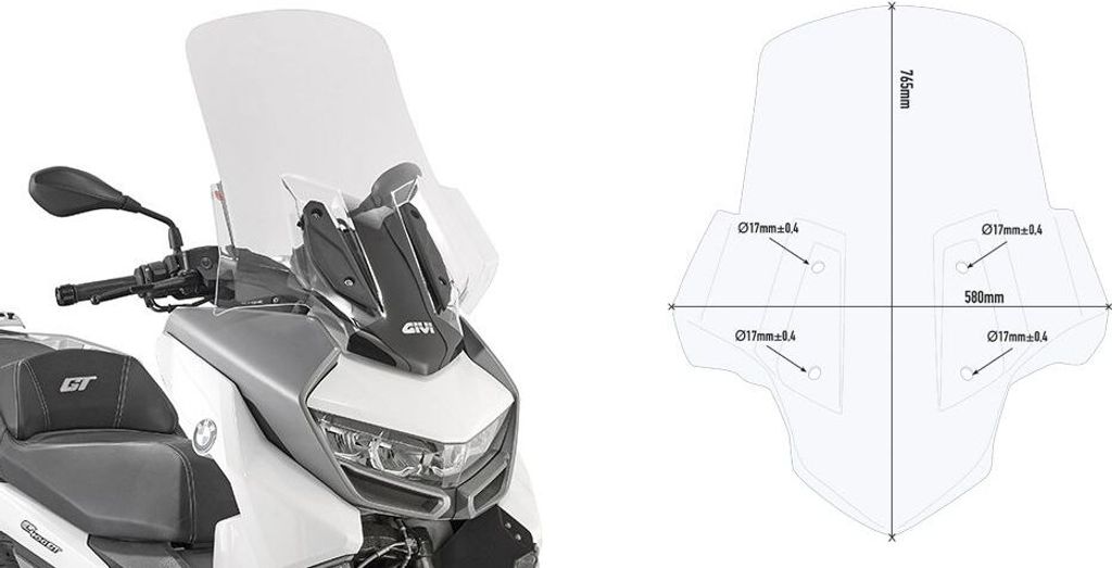 Szyba przednia Givi 5132DTG przezroczysta, 765 mm x 580 mm, Zdjęcie produktu 