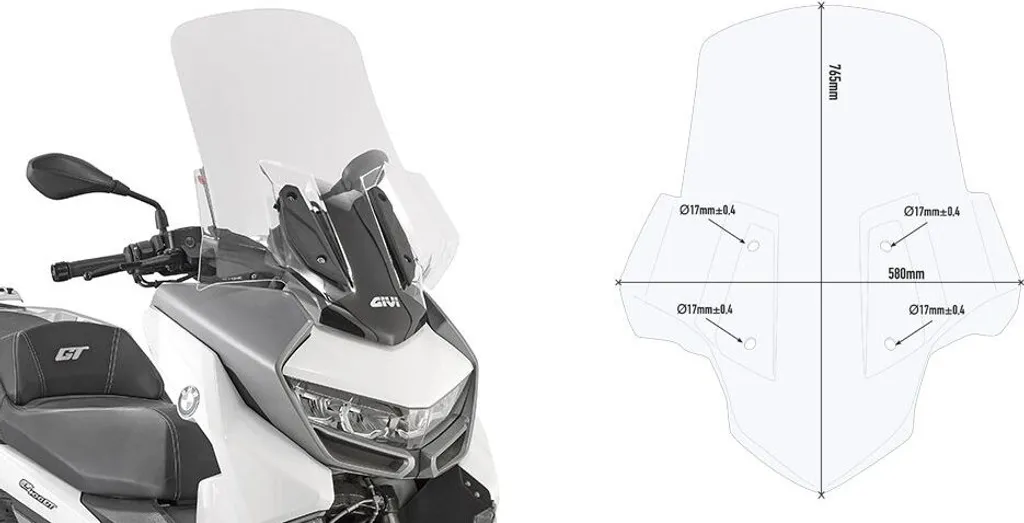 Pare-brise Givi 5132DTG Transparent avec ABE pour BMW C 400 GT 19-22