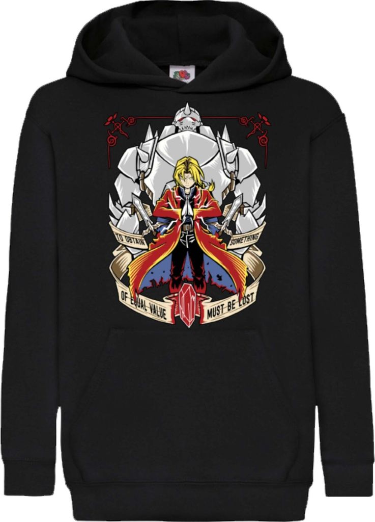 Kinder Kapuzenpullover Fullmetal Alchemist Edward Elric, 7-8 Jahr - 128 / Schwarz