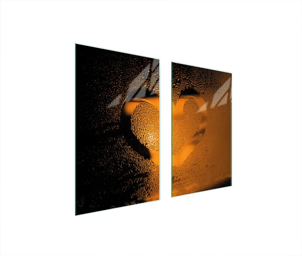 Piastre copri fornelli 2 pezzi 75x52 Copri piano cottura in ceramica tagliere in vetro cuore arancione