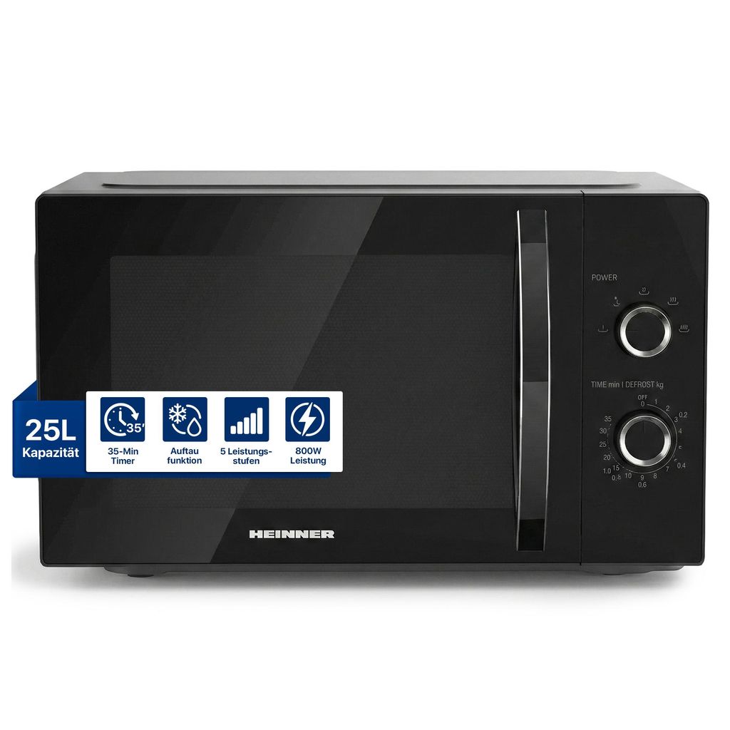 Heinner HMW-MD25DBK, Arbeitsplatte, Solo-Mikrowelle, 25 l, Produktbild 