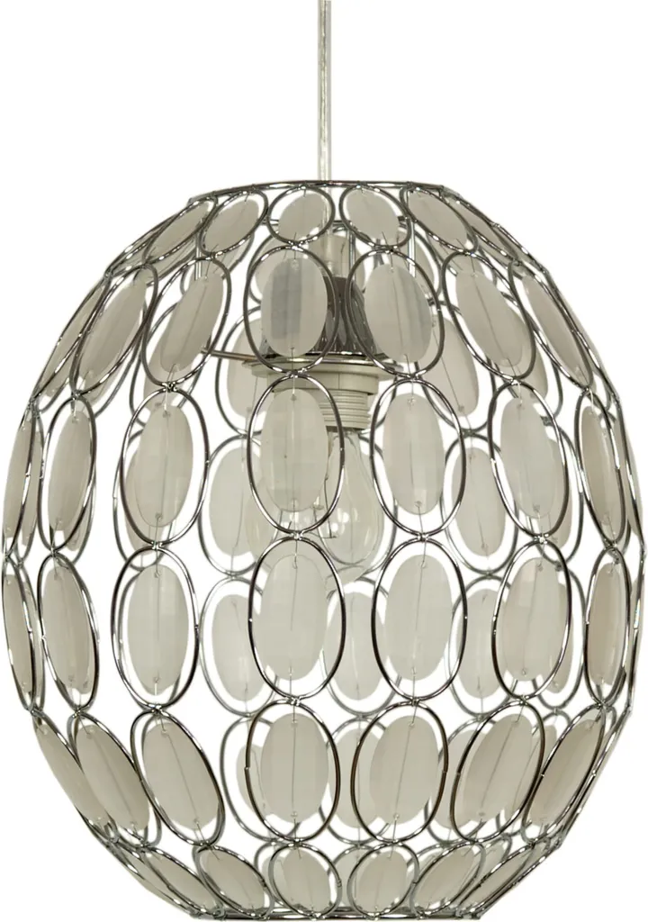 Suspension SELMA Candellux chrome et blanc 1xE27 110x25x25 cm en cristal