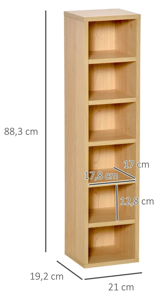 Étagère colonne CD DVD hêtre 12 compartiments - Capacité 160 CD compacte - 5