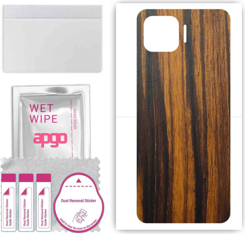apgo Rückseite Schutzfolie, Skin, kompatibel mit Oppo Reno4 SE, Hinten Displayschutzfolie aus Vinylfolie, kratzfest, einfache Montage - Tigerwood