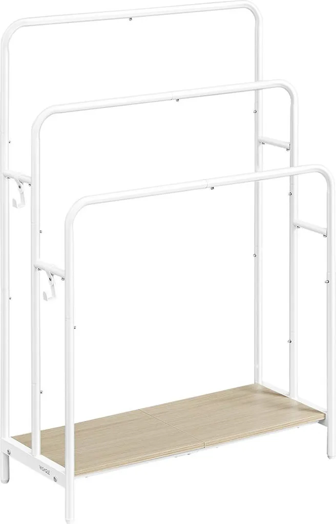 Porte-serviette 3 niveaux blanc nuage et bois beige naturel gain de place