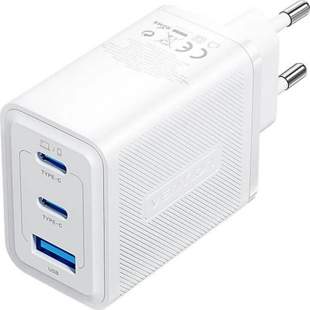 Alimentatore Vention GaN 65W FERW0-EU Bianco - 3 Porte Fast Charge