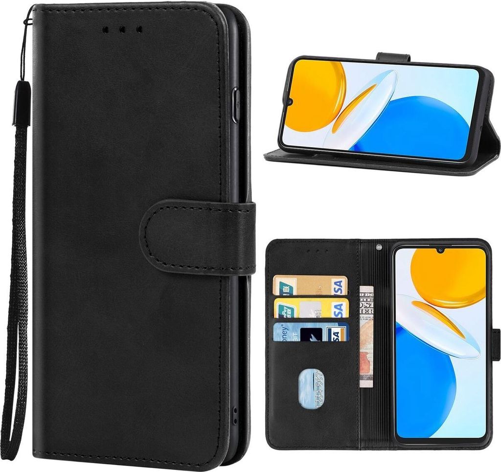 Mobigear Wallet HONOR X7 Hülle Klapphülle Geldbörse - Schwarz