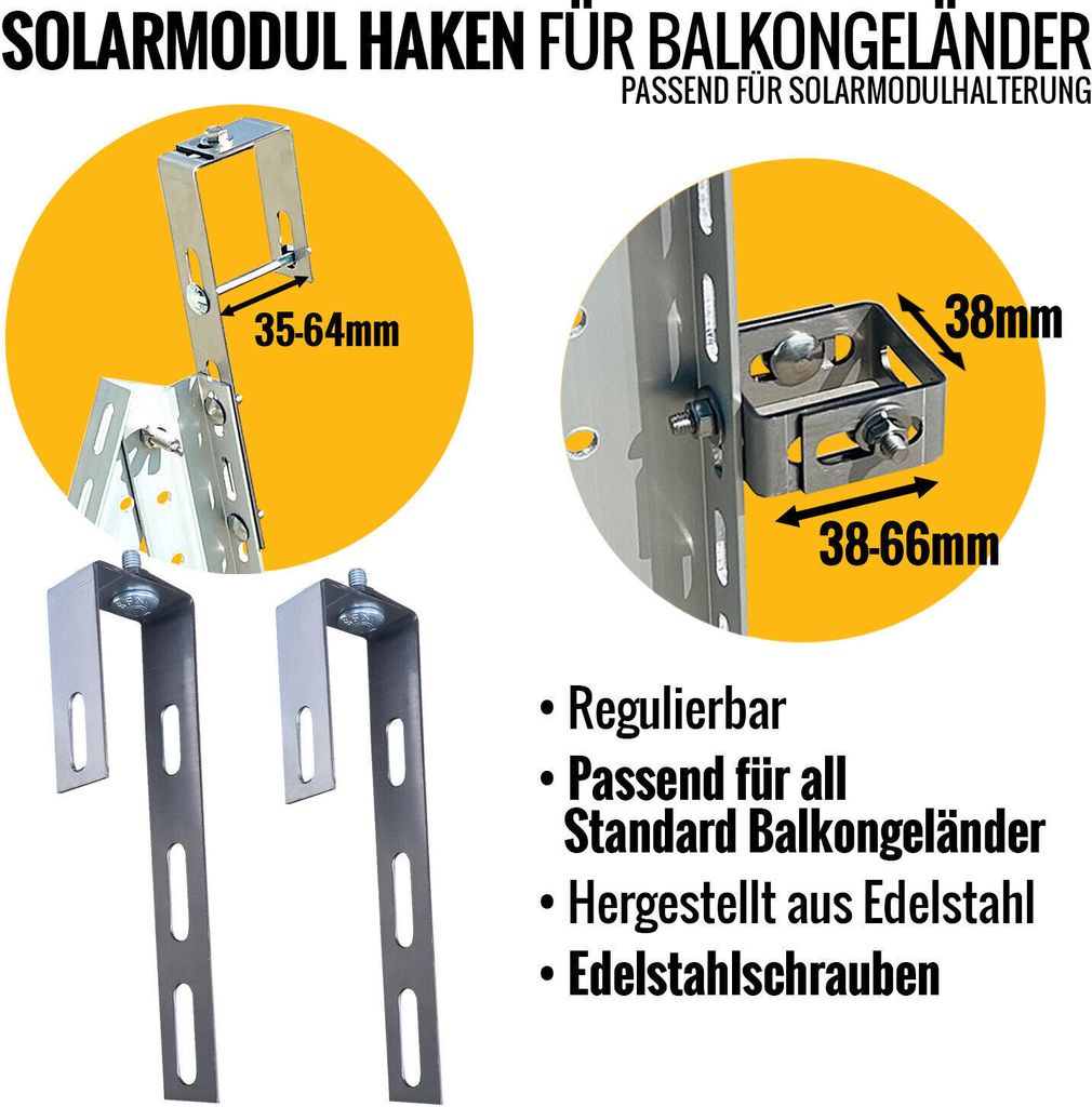 Balkonhalterung Balkonhaken Balkonkraftwerk Edelstahl Produktbild 
