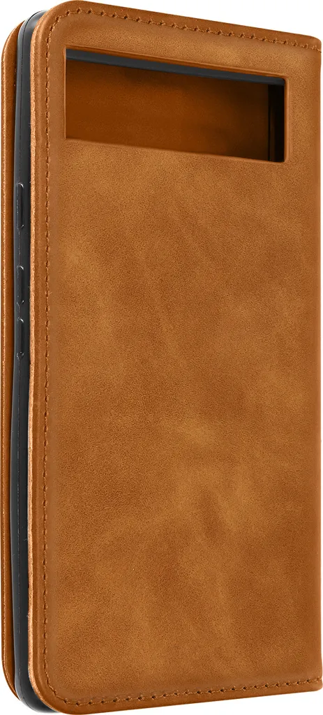 Google Pixel 6a Cover Portafoglio Slim - Ecopelle Giallo-Marrone