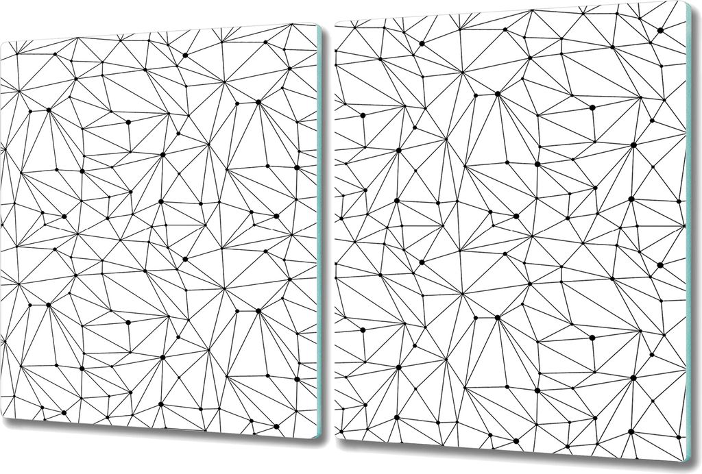 Glas-Herdabdeckplatte Glaskeramikkochfeld-Abdeckung Spritzschutz - 2x 40x52 cm - Linien und Punkten