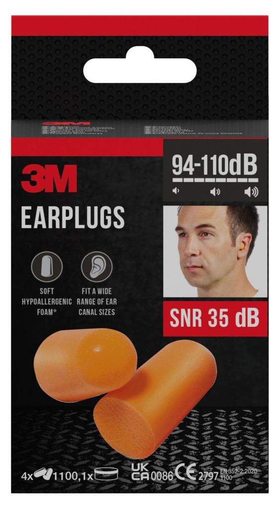 3M 1100 Gehörschutzstöpsel 4 Paar mit Box, SNR 35 dB, Produktbild 