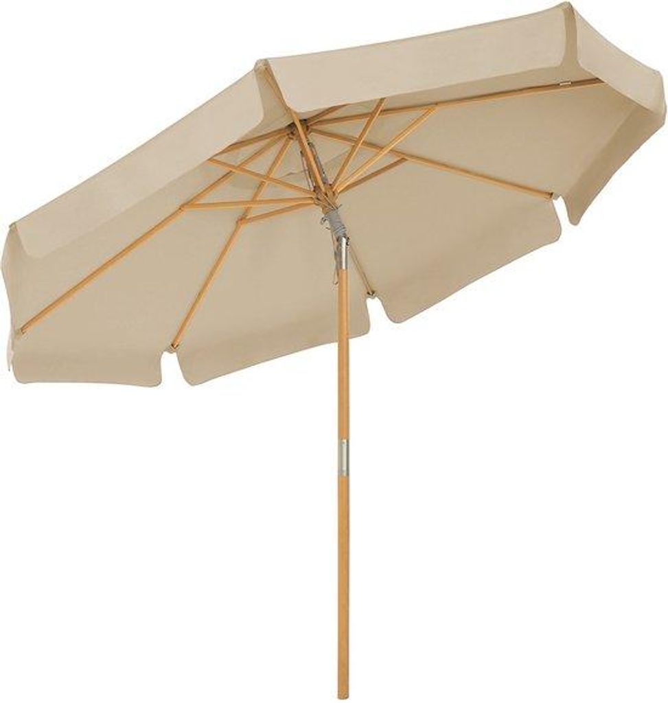 Hochsitz-Set aus Holz - 300cm - Rechteckig - Balkonhochsitz - Sonnenschirm mit UV-Schutz - ohne Stand - Garten - Outdoor - Beige