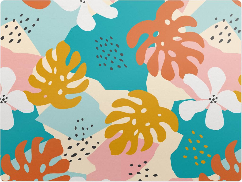 Retro-Blumen-Collage – Bodenschutzmatte – Stuhlunterlage 120x90 cm – Rutschfest – Hartbodenmatte