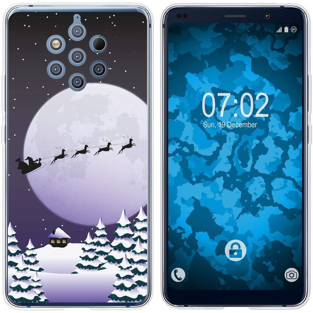PhoneNatic Case kompatibel mit Nokia 9 PureView Silikon-Hülle X Mas Weihnachten Santa - Night M5