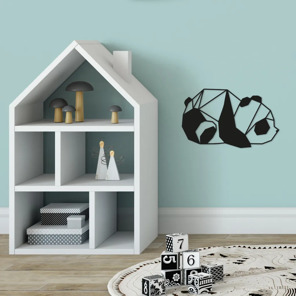Wallity, Panda2- TNL1161, Nero, Altre decorazioni per la casa, 52 x 31 cm, 100% metallo (Spessore: 1