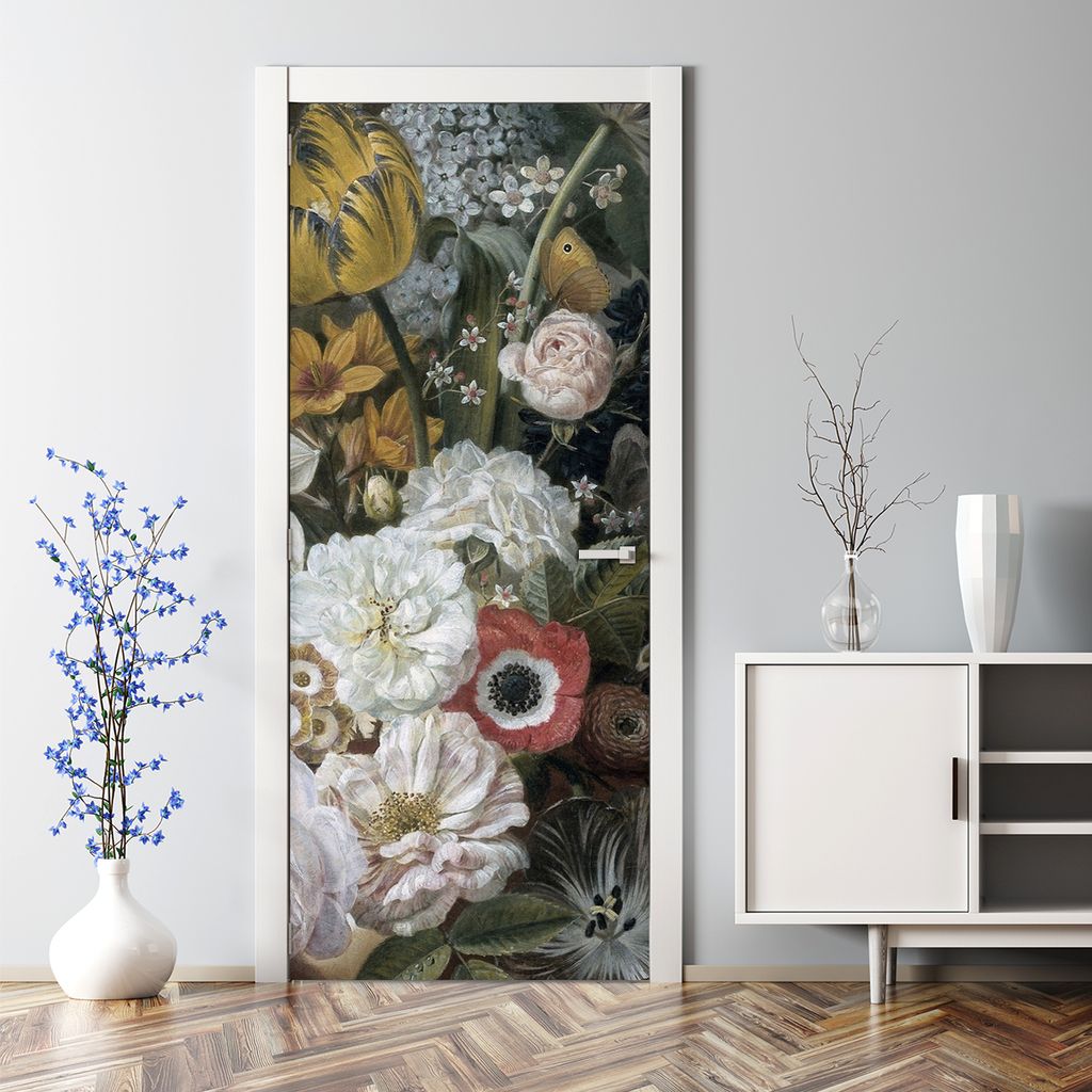Dekorative Türaufkleber selbstklebend Klebefolie Türtapete Türfolie Blumenstrauß 77 x 200 cm