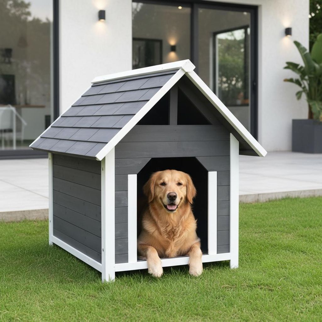 Mucola Hundehütte Grau Outdoor 95CM wetterfest Hundekäfig Produktbild 