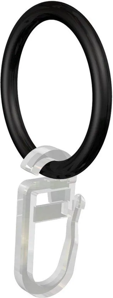 Anneaux de suspension noirs pour tringle 25mm, métal avec crochet x10