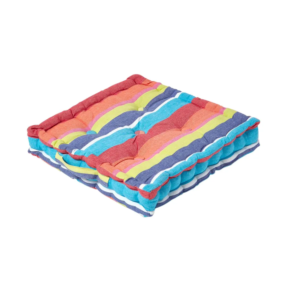 Coussin de Siège Épais 10 cm Anti-Affaissement 50x50 Rayures en Coton