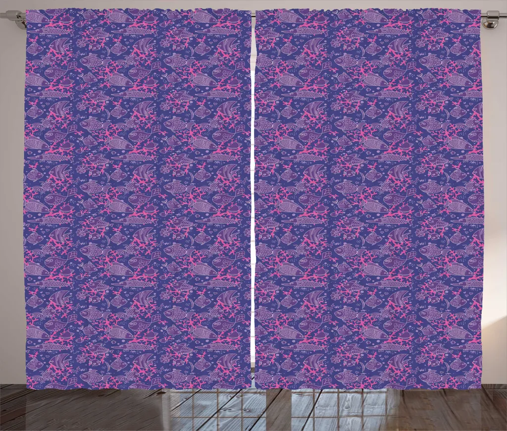 Rideau de salon Sea Plantation en tissu rustique rose et lavande foncé