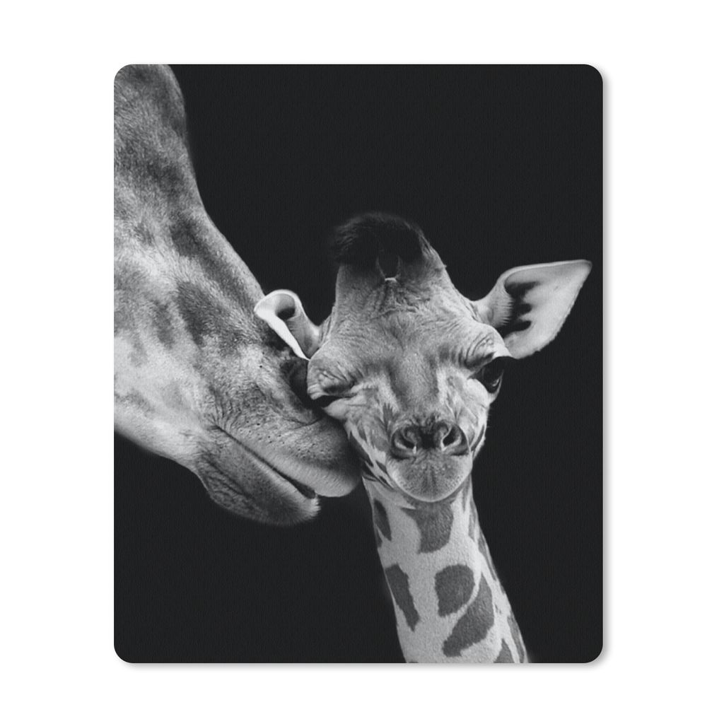 MuchoWow Mauspad Mousepad Tiere - Schwarz - Weiß - Giraffe - Porträt 19x23 cm - Mousepads - Maus Mat - Pad - Mausunterlage - Mauspads - Spielen