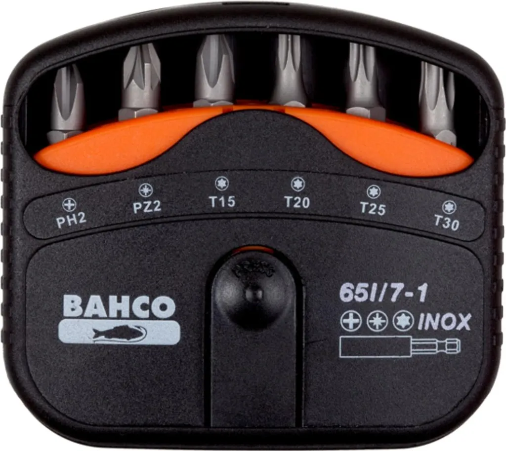 Bahco 65I/7-1 Set di bit 7 pezzi Phillips, Phillips Pozidriv, esalobare (TX) (65I/7-1)