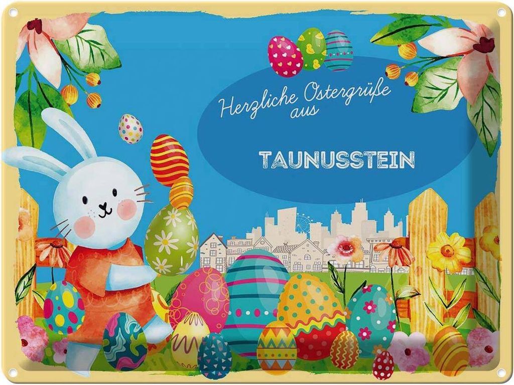 vianmo Blechschild 30x40 cm Ostern Ostergrüße TAUNUSSTEIN Gruß