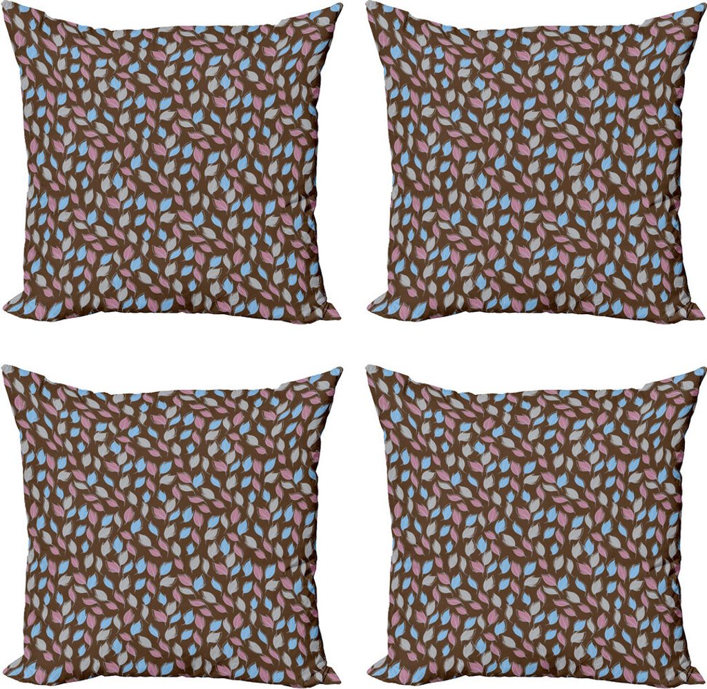 ABAKUHAUS Blätter Kissenbezug Set (4 Stück), Doodle Weitere Kriterien Komposition, Moderner Doppelseitiger Digitaldruck, 45 cm x 45 cm, Mehrfarbig
