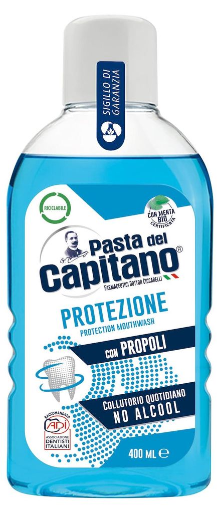 Pasta del Capitano, Collutorio Protezione con Propoli, Collutorio Quotidiano Senza Alcool, Protegge Denti e Gengive, Rinfresca l'Alito, 100% I