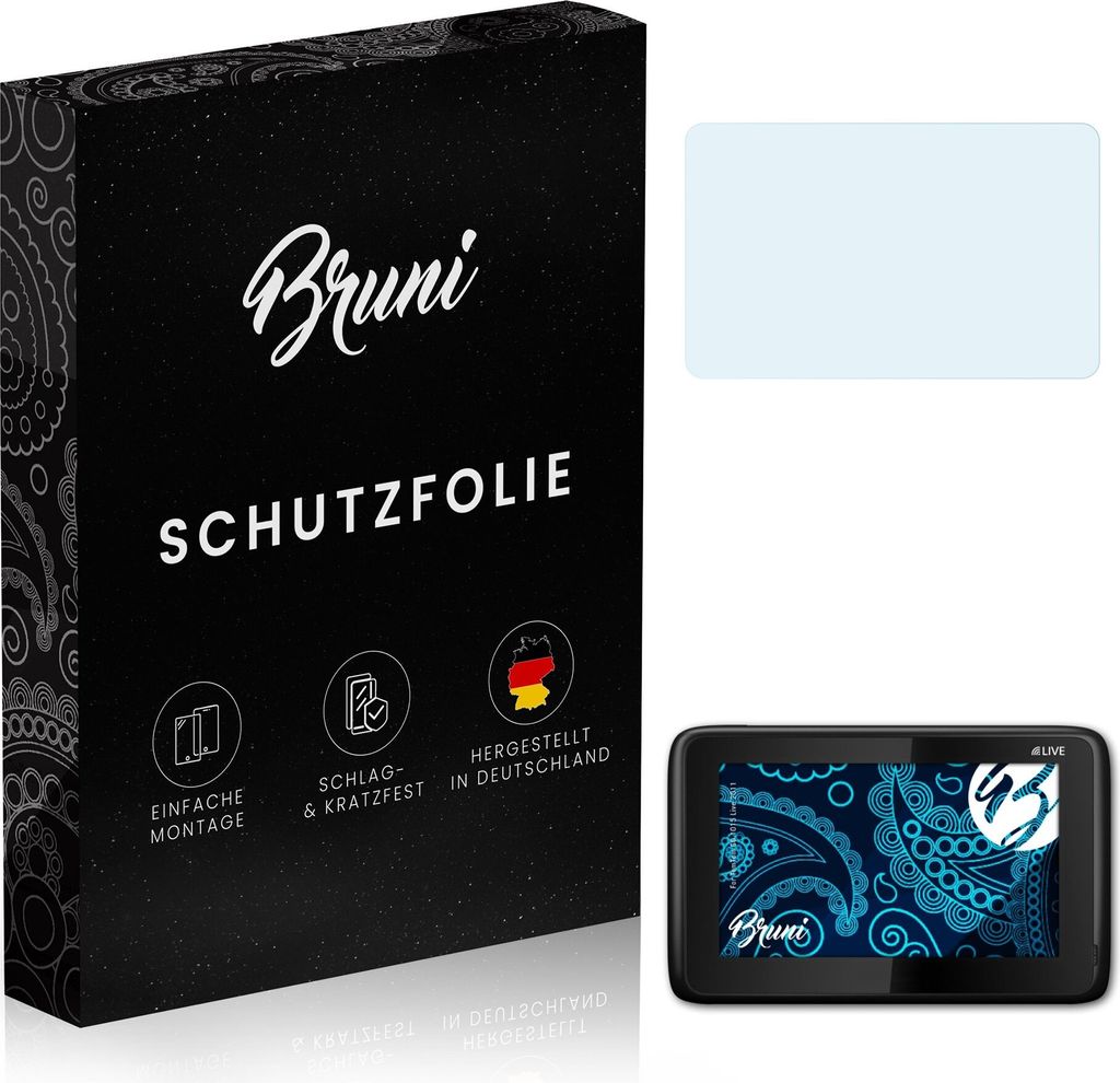 Bruni Basics-Clear 2x Schutzfolie kompatibel mit TomTom GO 1015 Live (2011) Folie