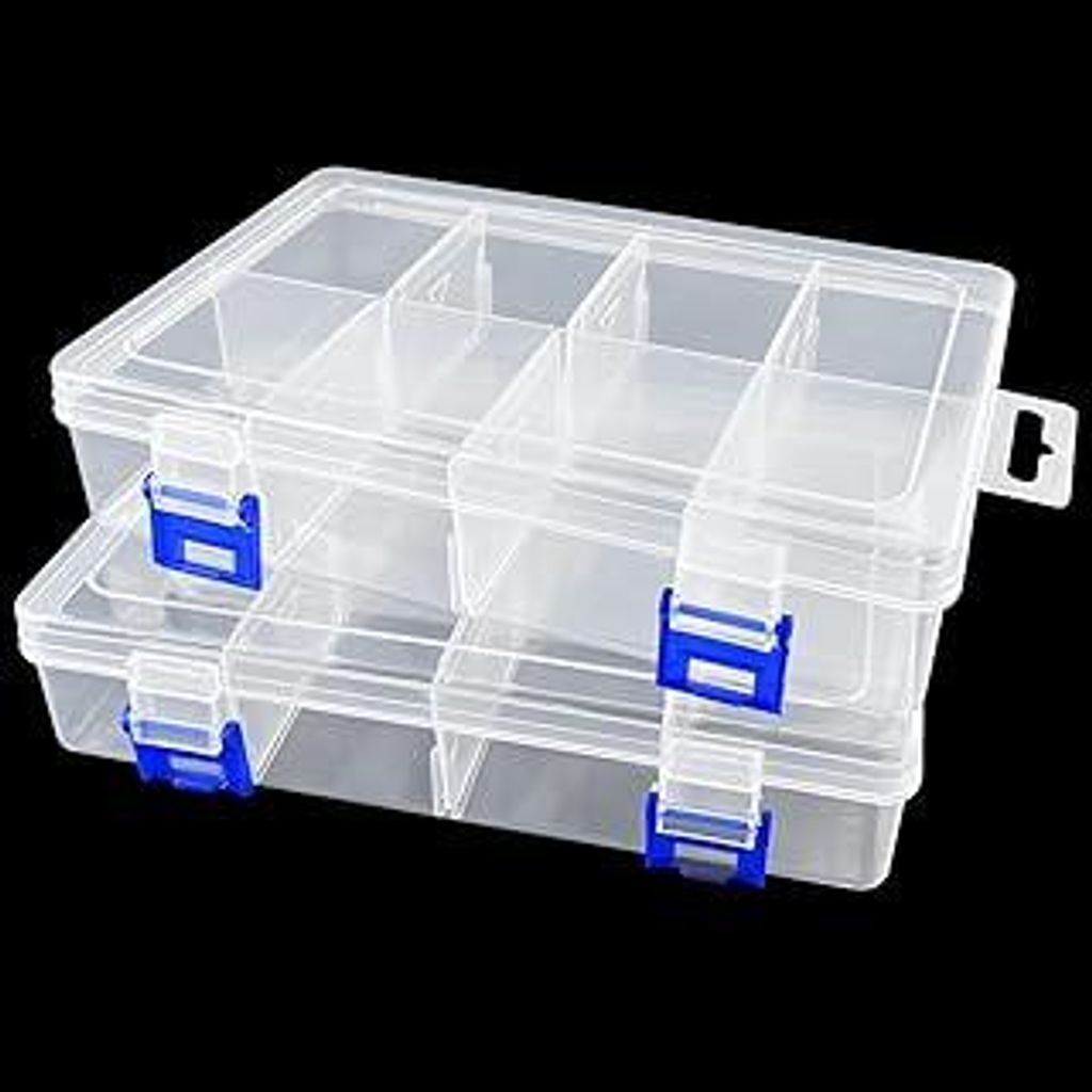 Universelle Sortierboxen, 2 Stück 8 Gitter Praktische Aufbewahrungsbox mit Deckel, Kleinteile Organizer, mit Verstellbaren Fächern, für Perlen, ...