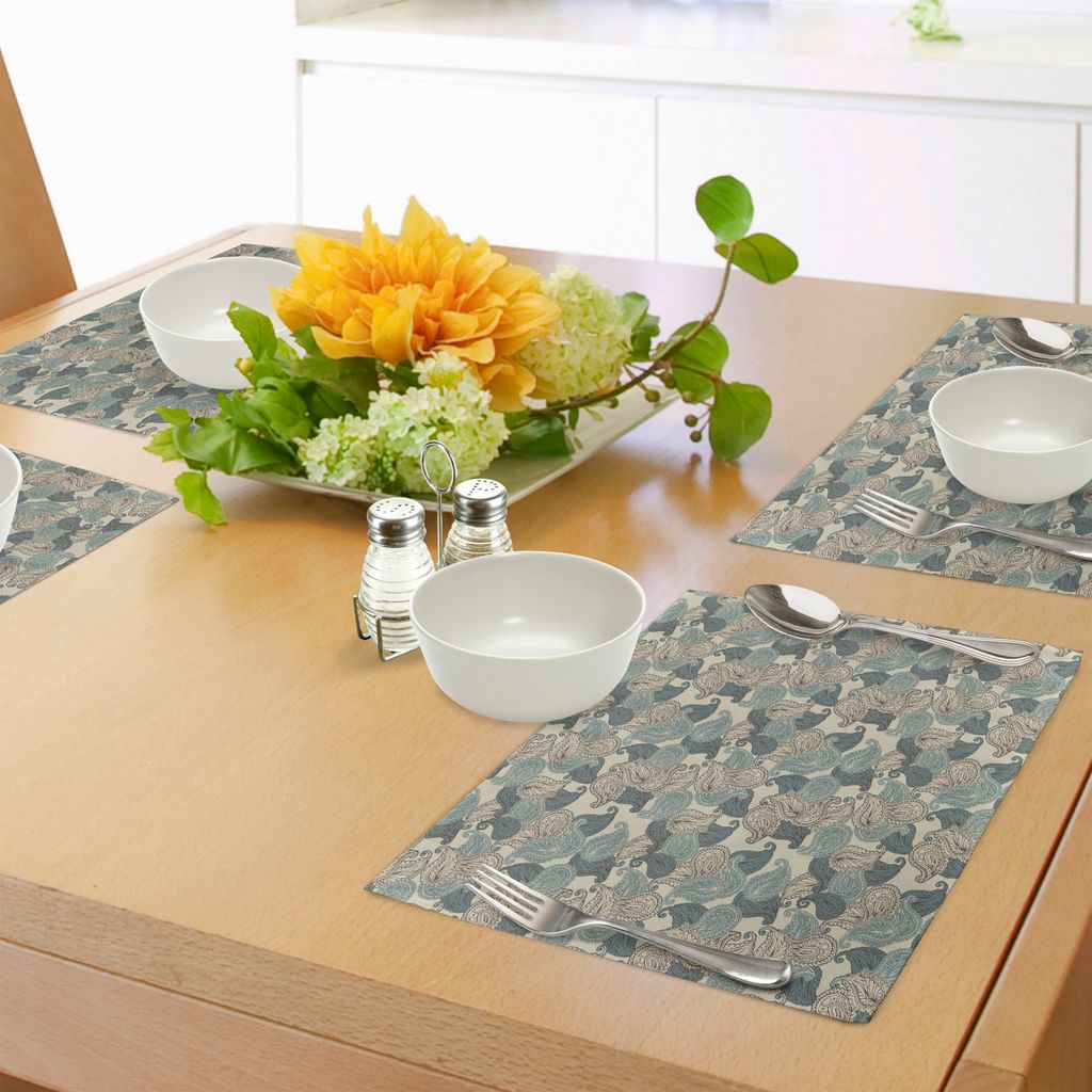 ABAKUHAUS Paisley Platzmatten, Motive aus der persischen Kultur Teardrop Form Swirled TIPP Orientalischen Nahen Osten Muster, Tiscjdeco aus Farbfes...