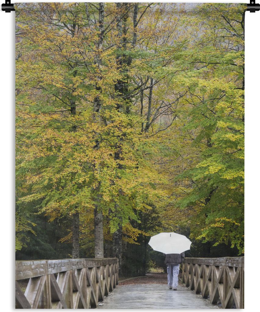 MuchoWow Wandteppich Wandbehang Spaziergang auf der Brücke 120x160 cm Tapisserie Dekoration Wandtuch - Wohnzimmer - Moderne