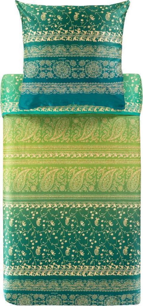Bassetti Mako-Satin-Bettwäsche-Garnitur BRENTA Farbe V1 GRÜN Größe 200x200 + 2x80x80
