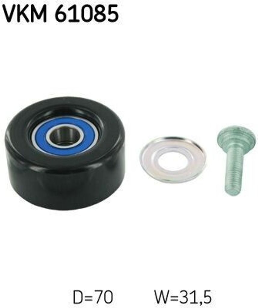 SKF VKM 61085 Umlenk-/Führungsrolle, Keilrippenriemen OE 1662028090(pulley) kompatibel mit Avensis, Camry, Previa, RAV 4