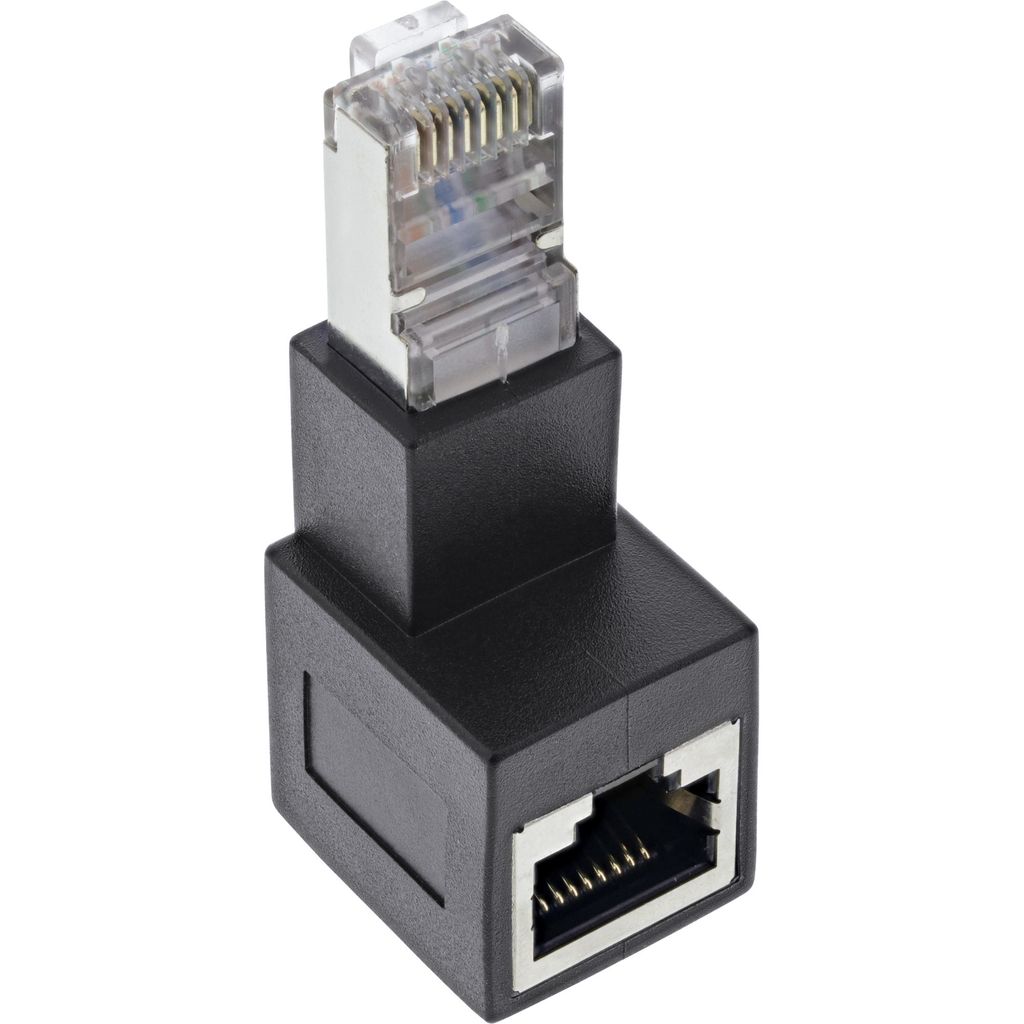 InLine Patchkabel-Adapter Cat.6A, RJ45 Stecker/Buchse, 90° Produktbild 