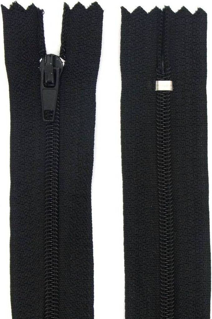 Reißverschluss 2 mm Nylon nicht teilbar 10 cm Schwarz