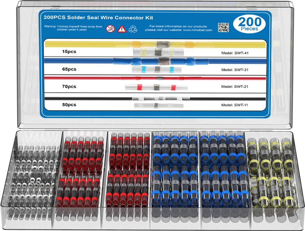 MMOBIEL 200Pcs Lötdichtung Drahtverbinder Heißluftgebläse Schrumpfstoßverbinder