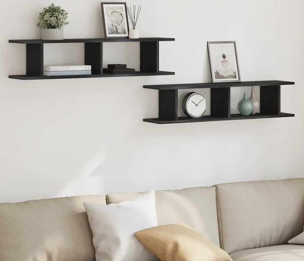 Set 2 Mensole Parete Maison Exclusive Rovere Nero 90cm Design