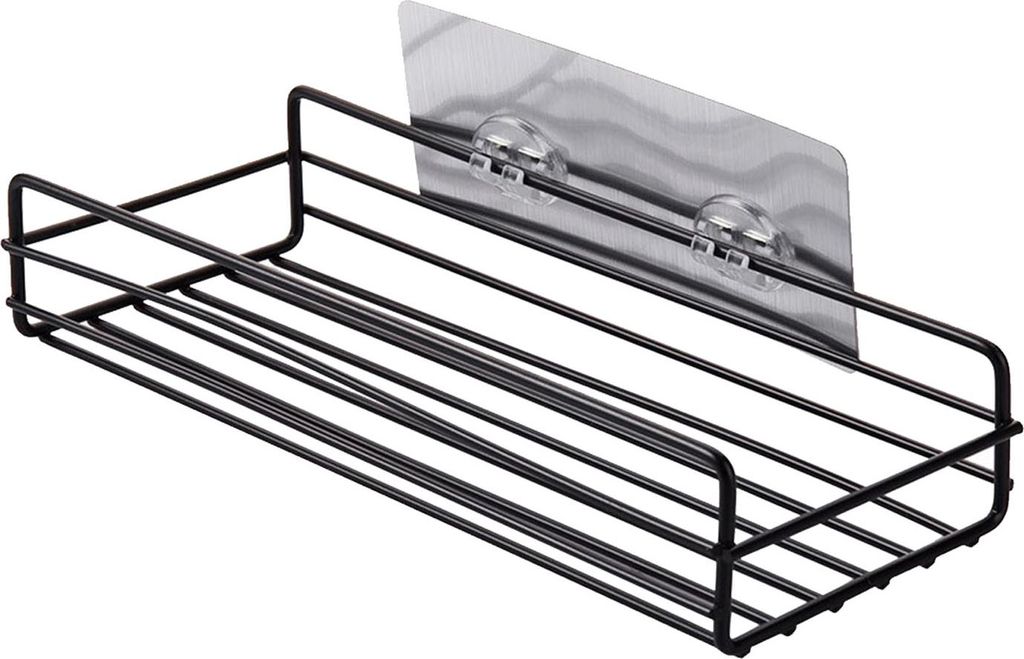 Einfache Dusche Regal Wand montiert Punch Free Toilette hängenden Korb Washstand Eisen Regal für Bad Schwarz