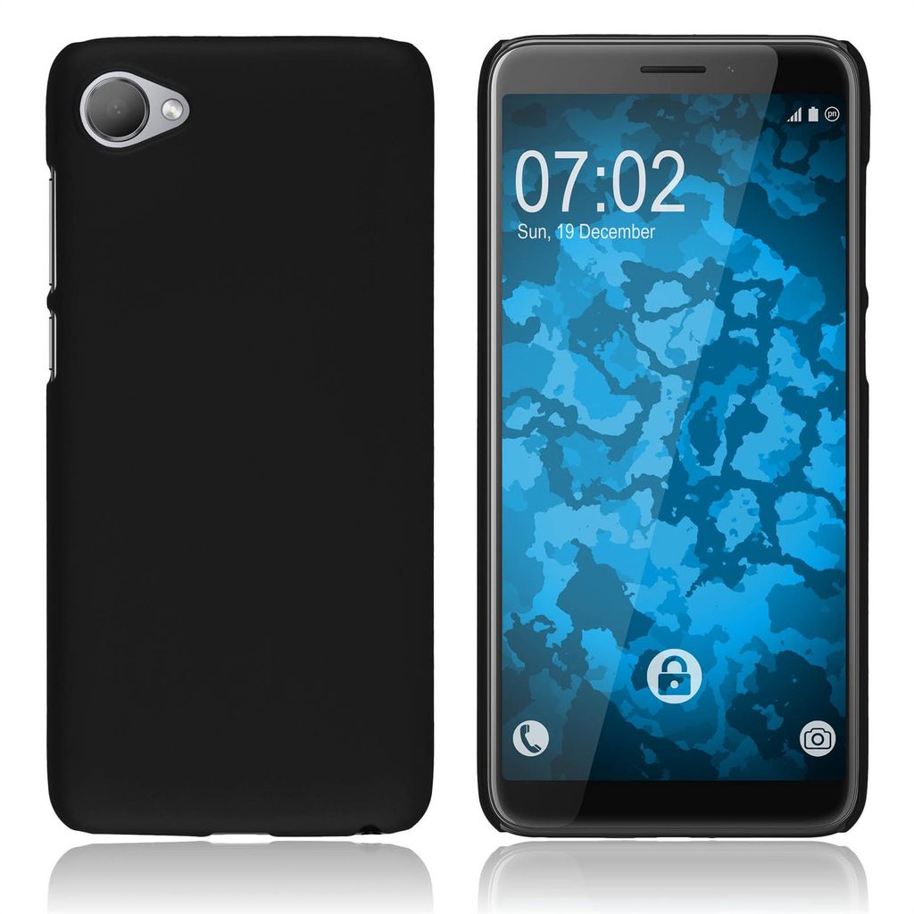 PhoneNatic Case kompatibel mit HTC Desire 12 - Hülle schwarz gummiert Hard-case Cover