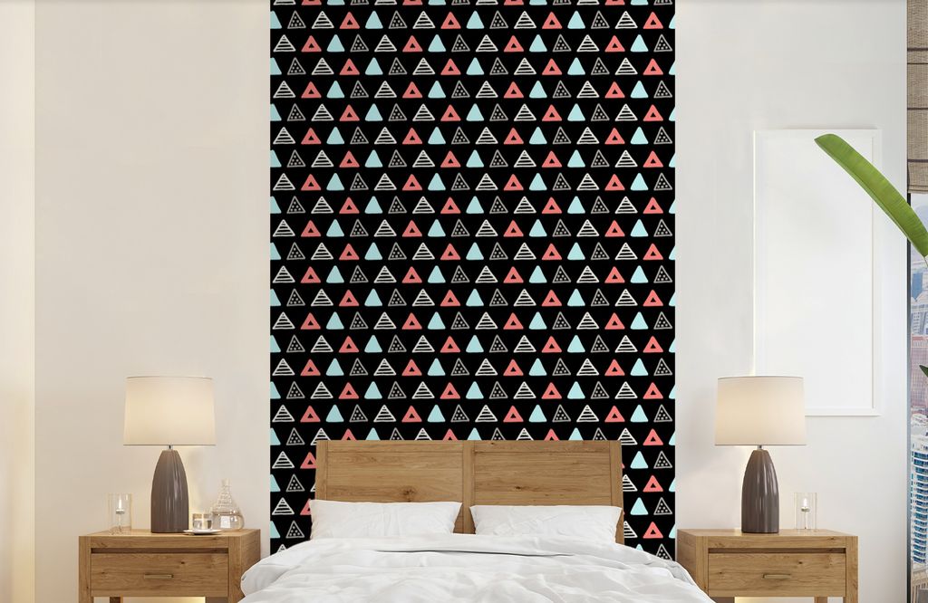 MuchoWow Fototapete für Wohnzimmer oder Schlafzimmer Wandtapete Vinyl Motivtapete Jungen - Design - Dreieck - 150x240 cm - Tapeten