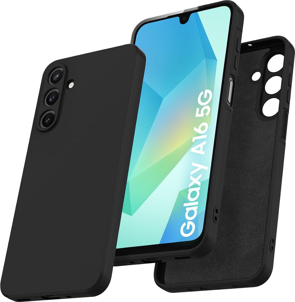 Hülle für Samsung Galaxy A16 Slim Liquid Silikon Gel Gummi Stoßfest Schutzhülle Schwarz